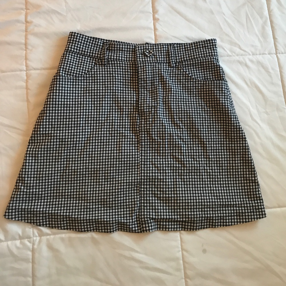 Black and white checkered skirt